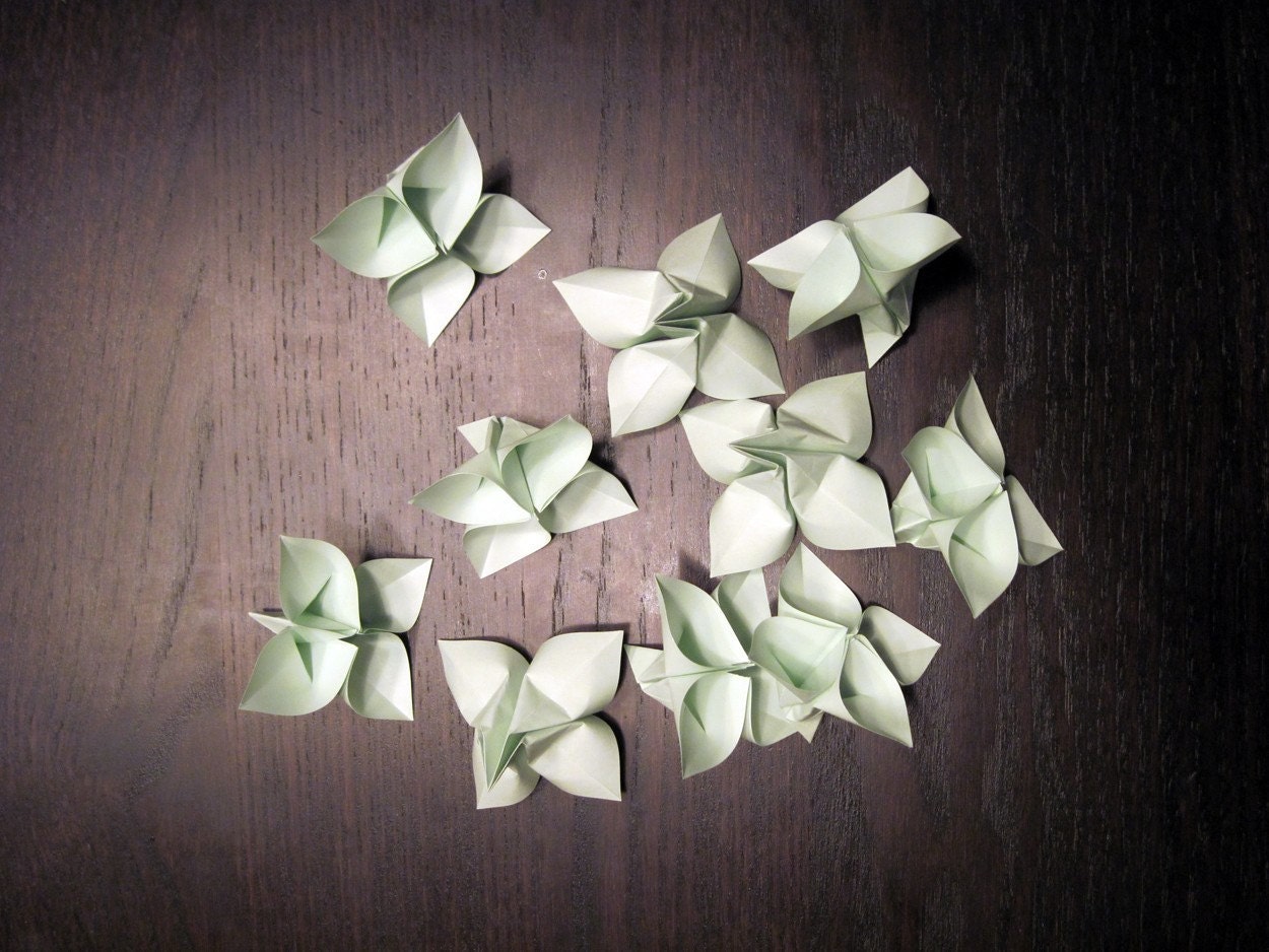 Origami Flowers - Mint Green - Set of 10