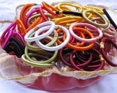 10 Solid Color Silk Thread Wrap Bangles Bracelets -Handmade Fiber Jewelry very Lightweight - Indian Bangles Perfect For Autumn, Fall- Funky