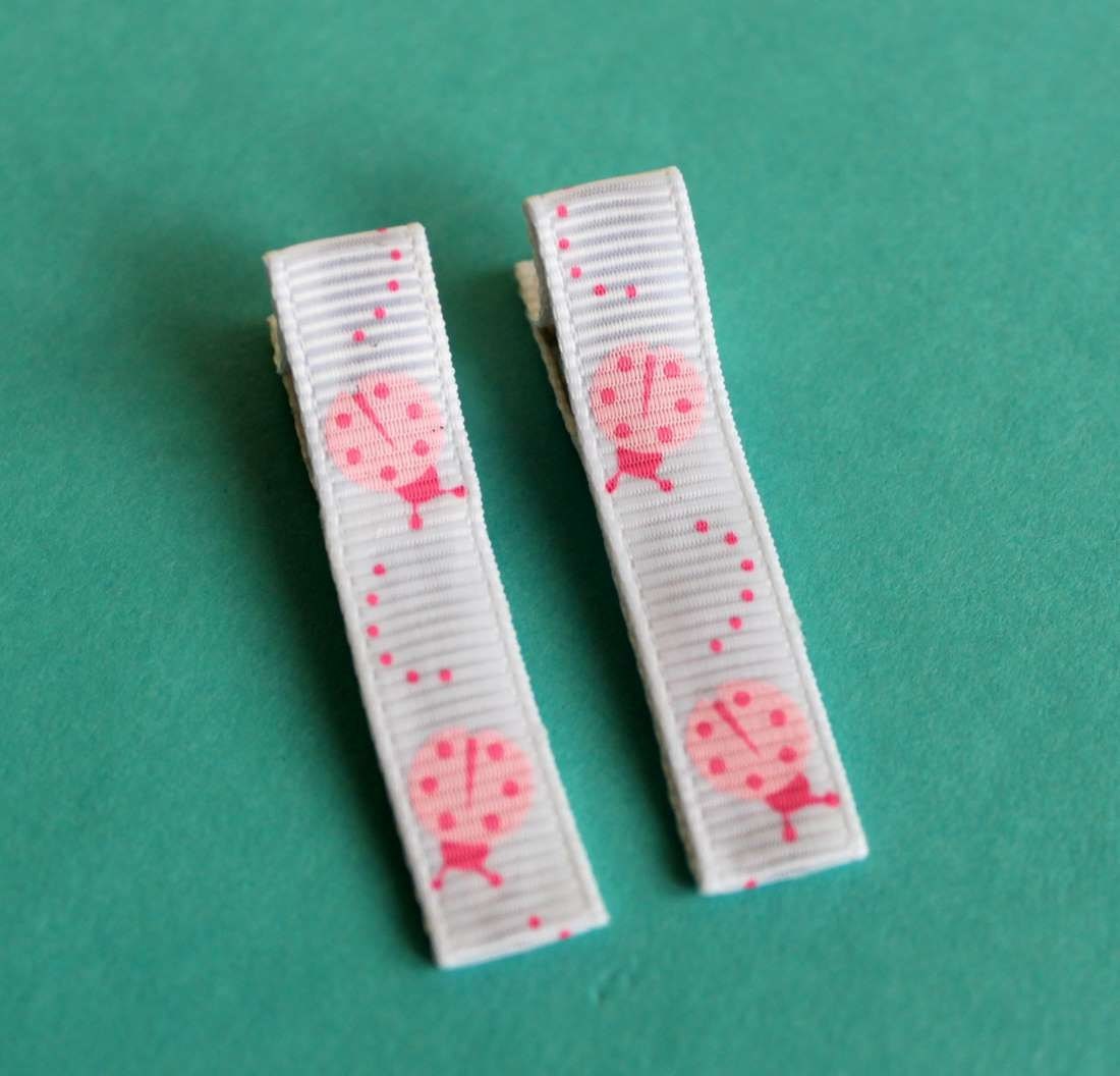 Pink and White Ladybug Hair Clips - No Slip Grip - Baby, Infant, Toddler, Child
