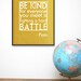 16x20 Be Kind Hard Battle Plato Art Print Mustard Yellow