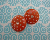 VINTAGE ORANGE EARRINGS With Rhinestones