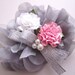 Silver Ribbon Beaded Flowery Stretchy Headband - Size from Newborn - Adults