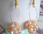 Pink Pearl Cluster- Dangle Earrings