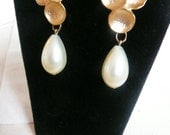 Golden bubble and Pearl Drop Earrings