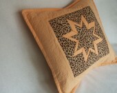 Mottled Star Pillow made from recycled clothing in origami patchwork technique 14x14