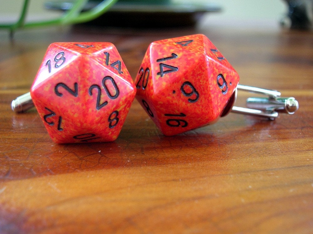 Custom D20 Twenty Sided Dice Cufflinks