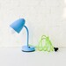 30% SALE - Retro Industrial Gooseneck Desk Table Lamp in baby Blue with Neon Yellow Green Cord
