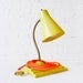 15% SALE - Retro Yellow Vintage Desk Table Lamp - Citrus Light - Neon Orange Net Color Cord