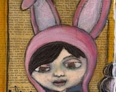 I Believe In Bunnies...Original Art Print 4X6