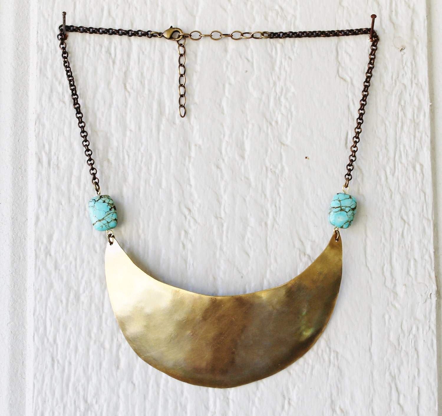 Quarter Moon Breastplate and Turquoise Necklace