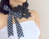 Crocheted Black Lace Scarf