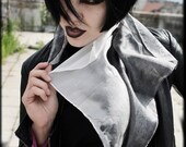 Black and white silk scarf  - abstract painting