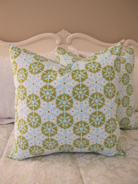 Pillow, Decorative Throw Pillow Cover, Designer Olive Mosaic Pillow Cover 20 x 20