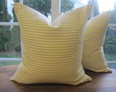 Pillow, Decorative Throw Pillow Cover, Yellow Ticking Stripe Pillow Cover 24 x 24