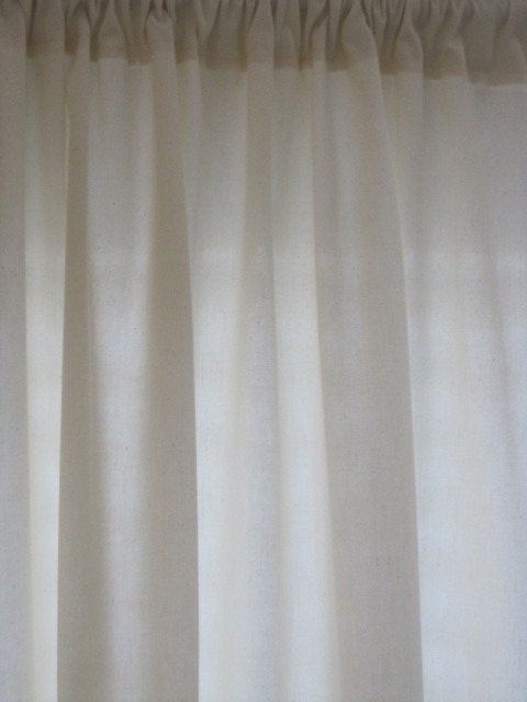 2 Curtains, Drapes, Window Curtains, Set of 2 Off White Cotton Twill Curtain Panels 50 x 96