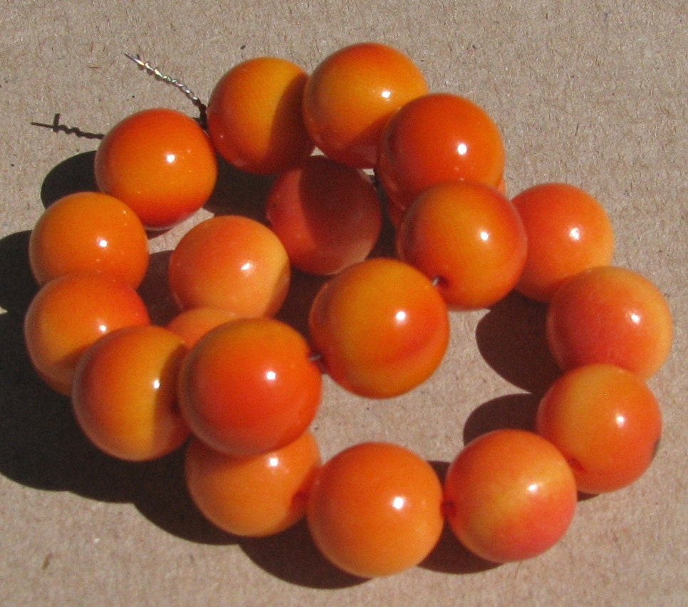 20 Orange Tagua Nut Beads, 12mm Rounds Beads, Organic Beads, Vegetable Ivory Beads, Natural Beads, EcoBeads