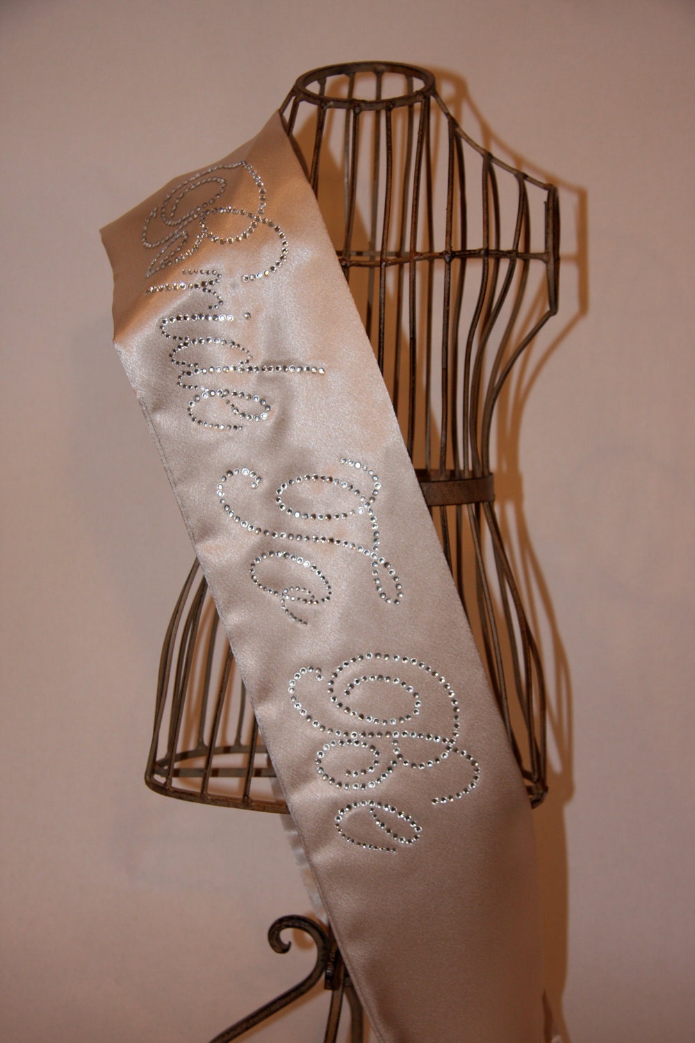 READY TO SHIP- Bride To Be- Bachelorette Sash - Vintage Beige