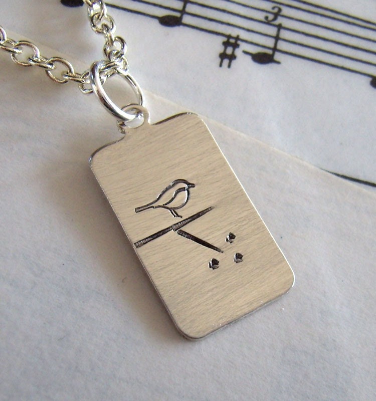 Out on a Limb Bird Necklace Mini dog tag