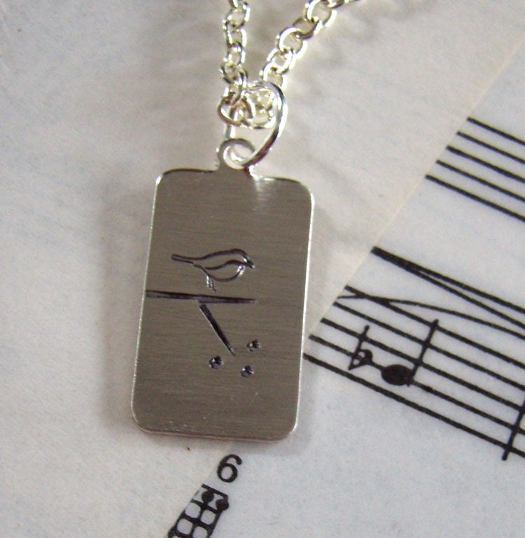 Out on a Limb Bird Necklace Mini dog tag