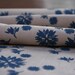 Hand Screen Printed Fabric - Floral Seeds (Sml) in Indigo on Hessian