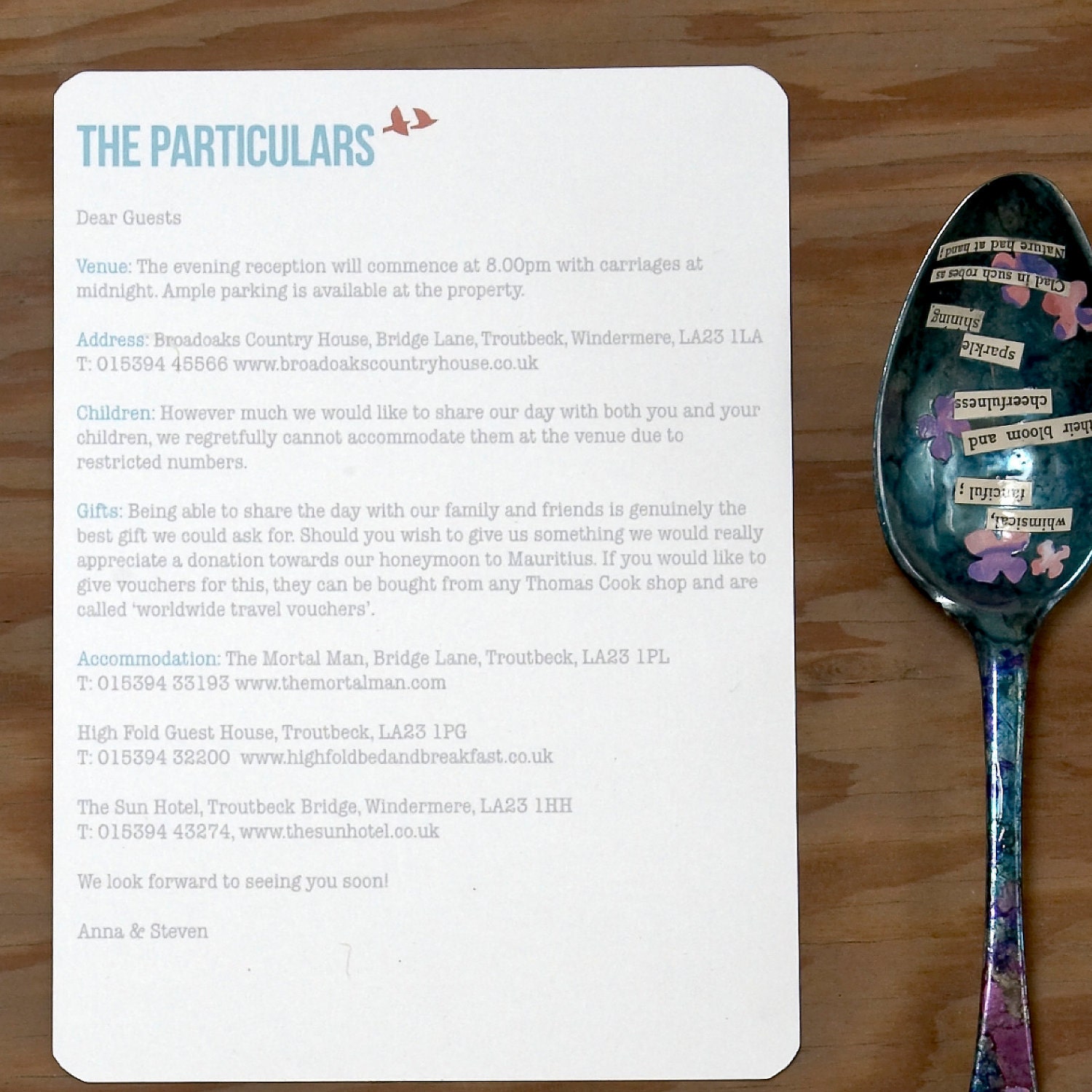 Wanderlust Wedding Information Card