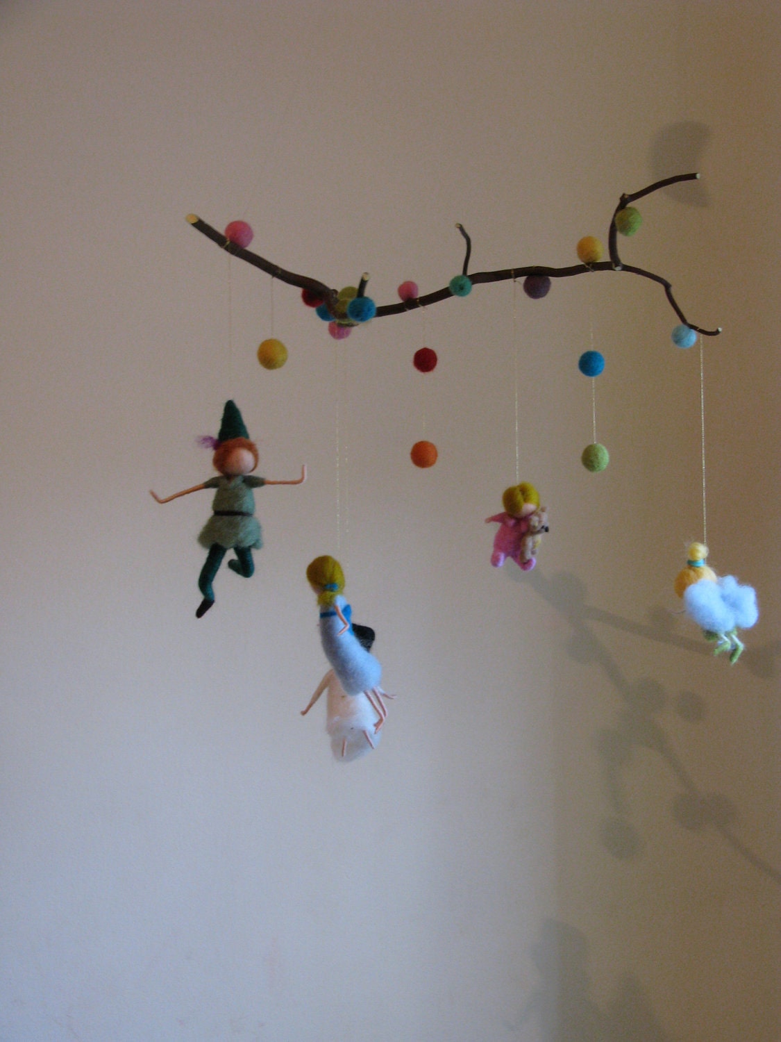 Peter pan and his friends needle felted mobile