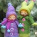 Two Christmas elves, needle felted home decor