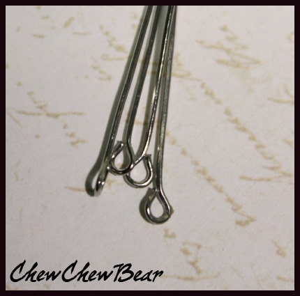 Silver Tone Eye Pins 60mm 21 Gauge 100 pcs