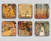 Klimt Cabochon Epoxy Resin Sticker Handmade Square 1 Inch - 12