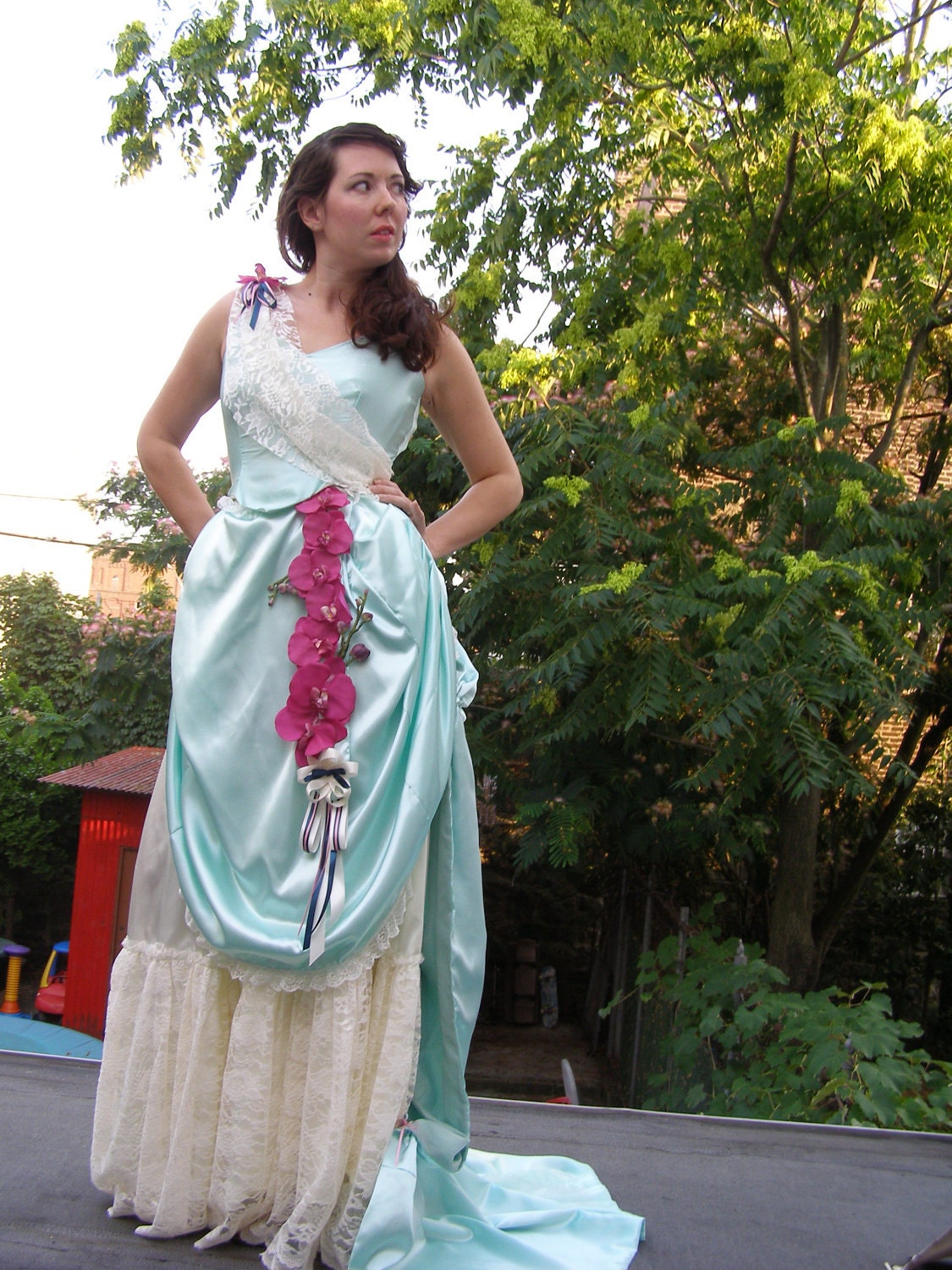 25% Off- Victorian Show Stopper Bustled Steampunk Gown