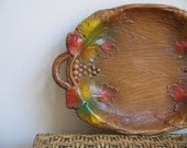 Vintage Tray by Multi Products, Faux Bois Leaves Grapes Winery,  Rustic Woodlands Cabin