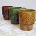 Vintage Mugs Coffee Cups Set of Six Ceramic Stackable 1970's Avocado Green Harvest Gold Brown Japan Retro Modern Boho Bohemian COOL