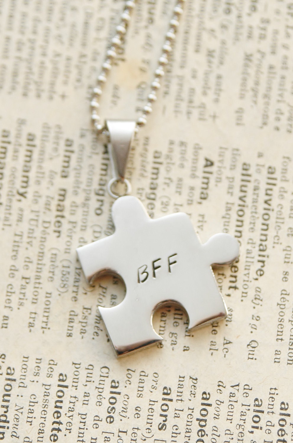 Hand Stamped Puzzle Piece Necklaces - BFF, Best Friend, Stainless Steel By Inspired Jewelry Designs