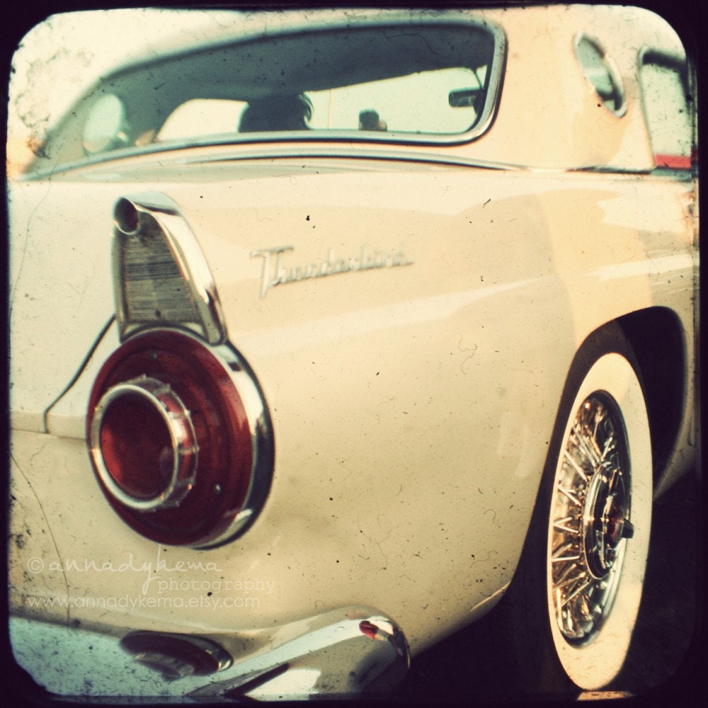 retro home decor vintage car midcentury americana mad men cream red rhubarb gold -  Fin - 8x8 Fine Art Photography Print