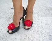 Elegant Poppy Red Shoe Clips