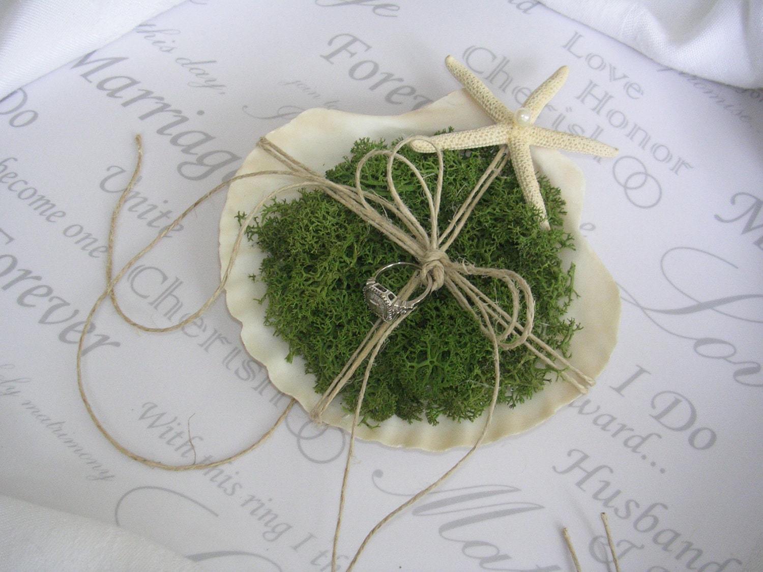 Seaside, Beach or Nautical Wedding Seashell Ring Bearer Pillow