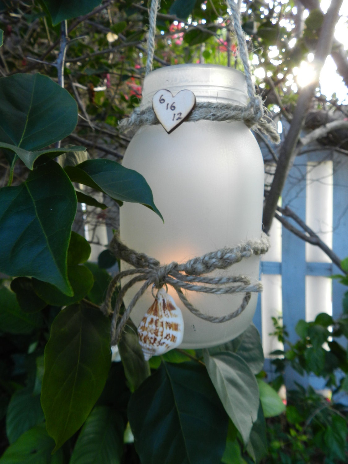 Set of 2 Nautical, Beach Theme Jar Tealight Holders for Weddings & Special Events