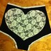 Ready to Ship - Amelia Hart Undies sz L Black with White heart and Silver trim