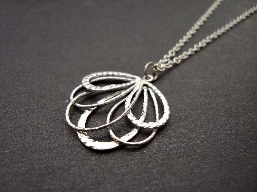 White Gold Modern Peacock Feather Pendant Necklace- Also Available in Gold, Multi Layer Fan Necklace,Bridal Jewelry
