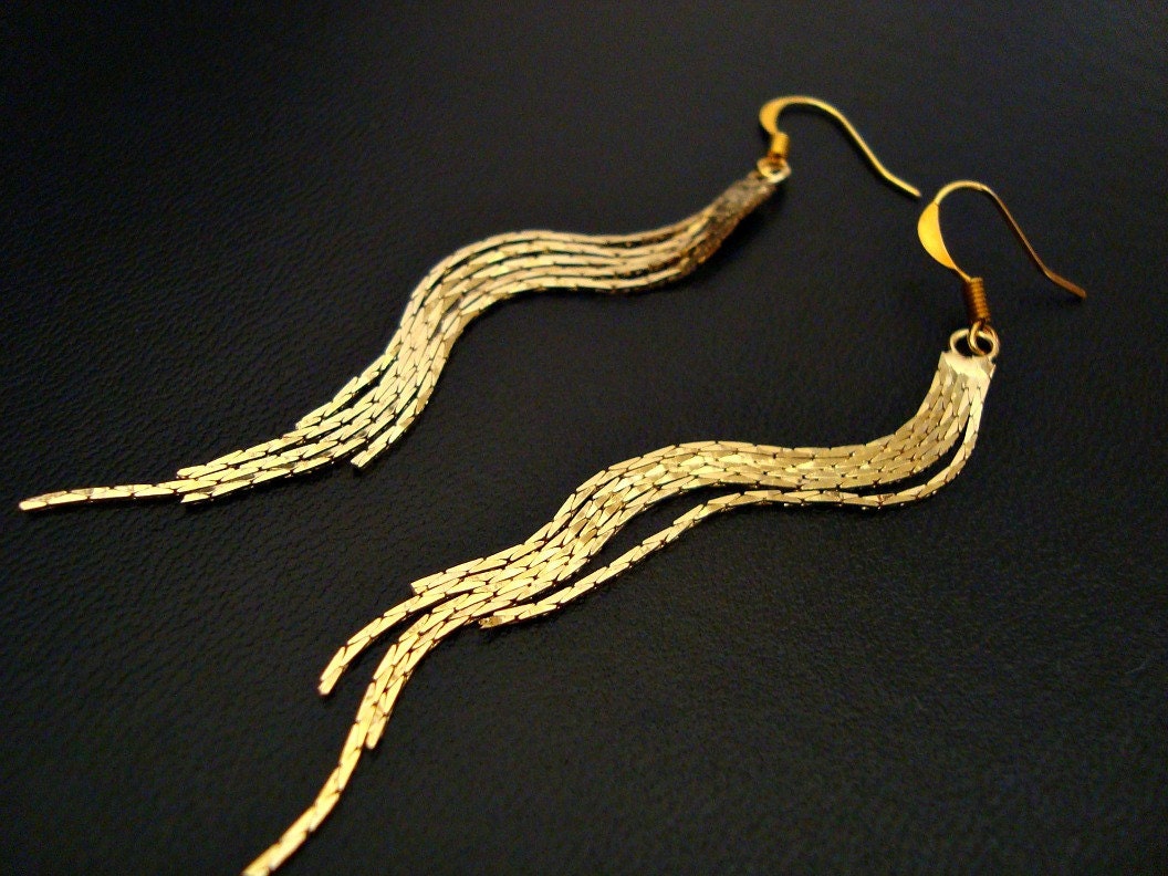 Gold Earrings - Also Available in Silver, Long Tassel Chain Earrings, Gold Chain Tassel Earrings, Bridesmaids Jewelry, Wedding Gift