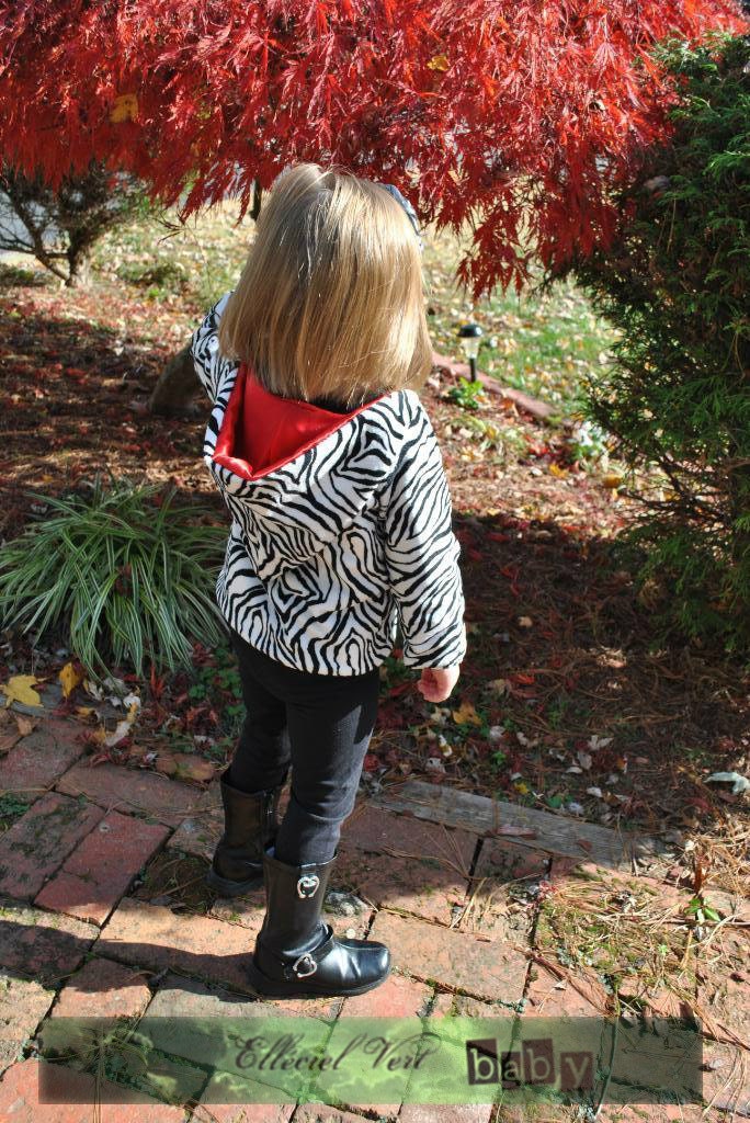 Toddler Girl Fur Jacket Coat hooded zebra print satin lined