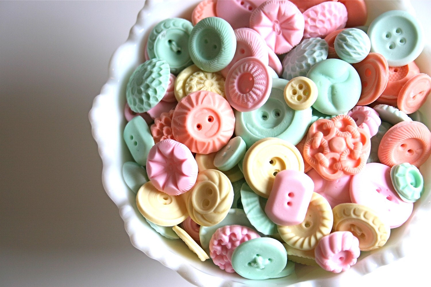 Candy Buttons 50 Pastel Peppermint -by Andie's Specialty Sweets - andiespecialtysweets
