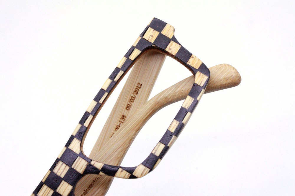 Very special New works Black and white and grid   handmade bamboo   eyeglasses MJX1201 C01 - TAKEMOTO