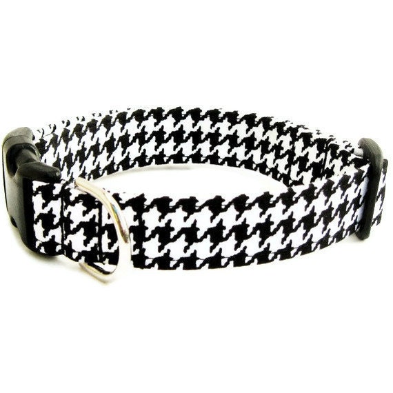Houndstooth Dog Collar Black And White - The Executive