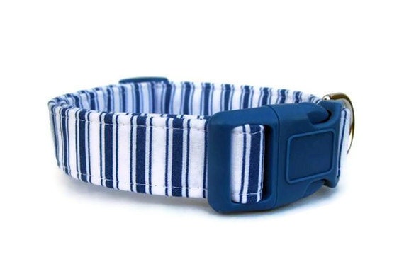 Striped Dog Collar - Nautical Stripe in Blue