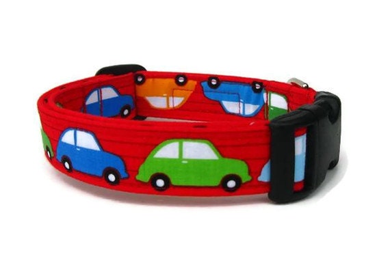 Custom Dog Collar - Rush Hour in Red
