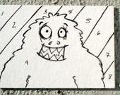 Paint by number ACEO RAWR the monster Original trading card