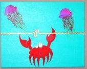 Sea Life Illustration Cartoon Crab Octopus Seahorse Hippie VW Bus Underwater Water skiing