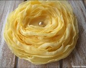 Wedding Hair Flower- Sunshine Yellow Chiffon, Bridal Accessory, Made To Order