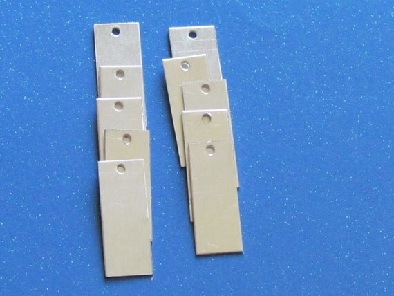 10 Aluminum rectangles -3/8 x 1 -  24 gauge -   hand stamping blanks with holes punched